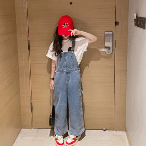 Rolanko Kids Girls Casual Jumper Overalls with Pocket Children Bottoms Jeans Pants Suspender Trousers Clothing Daily Wear 5-14 Years Blue
