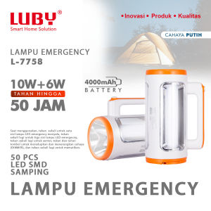 Luby Lampu Emergency Senter Super Terang 50 SMD LED + 1 LED L-7758 Rechargeable Tahan Hingga 50 Jam