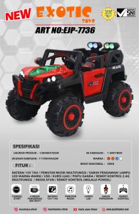 EXOTIC MAINAN MOBIL AKI ANAK 7736 JEEP 12V-7AH 4GB (EJP-7736) // RECHARGEABLE JEEP EJP-7736+ (BAN EVA) EXOTIC