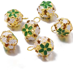 (Combo 5 Chuông + khoen) Chuông lục lạc có hoạ tiết bông hoa & phụ kiện handmade siêu dễ thương (mẫu mới) - Hara Pet Store
