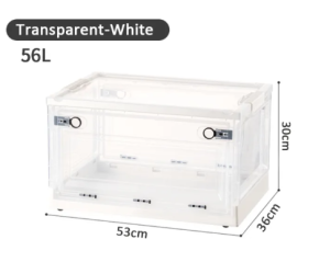 a.Home Transparent Foldable Storage Box Double Doors Collapsible Storage Box Multi-size Household Domitory Stackable Organizers Storage Organizer Box