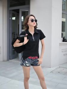 Y&HE Cotton Lapel Short Sleeve Women T-shirt: A Fashionable Choice for Plus Size Women