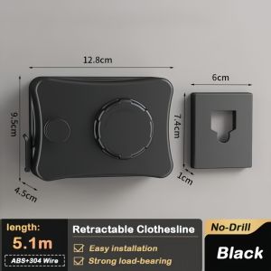 Wall Mounted Invisible Retractable Clothesline Adjustable Laundry Line Clothes Drying Rack Hanger