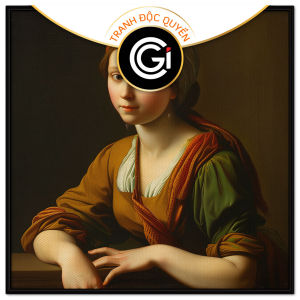 Tranh treo tường tranh dán tường chân dung cô gái đẹp cổ điển Châu Âu sơn dầu in canvas. CGI - 381