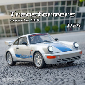 1:24 Scale Porsche 964 Transformers 7 Alloy Car Model Diecast Car Sound Light Car Lovers Collection Kids Birthday Gift Metal Boys Toys