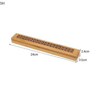 🚗🛵SH 1 Piece Traditional Chinese Type Wood Handmade Carving Censer Box Retro Home Office Wooden Incense Holder Incense