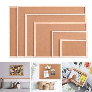 JAYQQ Wood Cork Display Panel Soft DIY Memo Bulletin Board Wooden Frame Decorative Photo Background