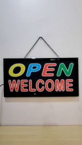 ป้ายไฟ OPEN WELCOME ป้ายไฟLED ป้ายไฟร้าน ป้ายไฟตกแต่งร้าน ป้ายไฟวิ่ง ป้ายไฟตัวอักษร ป้ายไฟสำเร็จรูป LB00118
