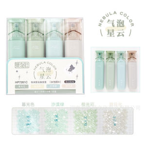 ปากกาไฮไลท์กากเพชร 4 สี ตรา Highlight สีพาสเทล ปากกกามาร์กเกอร์ ปากกาสะท้อนแสง เหมาะสำหรับโรงเรียนสำนักงานบ้านและการใช้งานอื่น