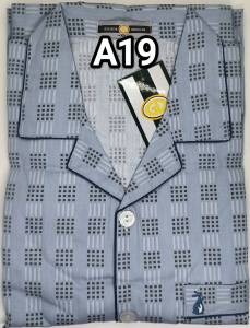 ชุดนอนผู้ชาย คอปก แขนสั้นขายาว ผ้าคอตตอน100 ( L XL )