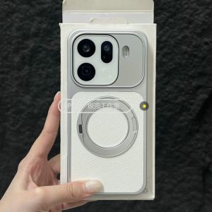 For OPPO Find X9 Pro Find X9S Case With 360° Ring For PU Leather Electroplating PC Lightweight Hard Cover