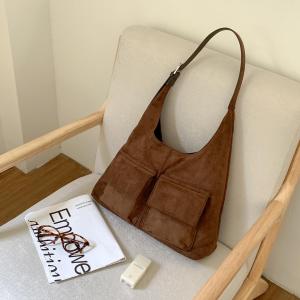 Yimo 2025 New Suede Bag Retro Style Fashion Womens Shoulder Bag Large Capacity Autumn Winter Velvet Commuter Tote Bag for Women