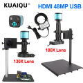 Kuaiqu Camera kính hiển vi một mắt Video Kỹ Thuật Số VGA USB HDMI số 48mp 13MP 4k continus Zoom 180X 130x 150x dụng cụ sửa chữa điện thoại hàn gắn chữ C. 