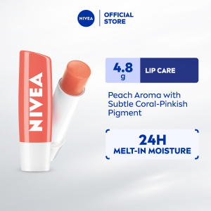 NIVEA Peach Shine Caring Lip Balm 4.8g / Tinted Lip Plumper / Pelembab bibir / Lip Care