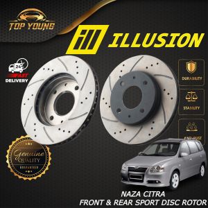 ILLUSION NAZA CITRA FRONT (DEPAN) DISC BRAKE ROTOR SPORT SLOTTED & DRILLED ANTI RUSTING