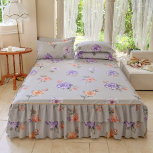 SUNLIGHT HOME Floral Bedsheet With LaceMulti Patterned Bed SheetBreathable Mattress Protector 9 Colors