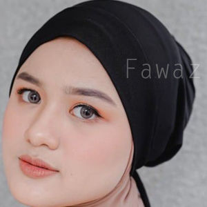 CIPUT INNER HIJAB CEPOL BANDANA KAOS TALI ARAB HITAM ISI 10 PCS