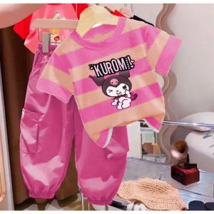 NEW FASHION ANAK PEREMPUAN /one set anak perempuan usia 1-5 tahun motif kuromi cargo/ setelan kaos dan celana panjang anak perempuan/SETELAN ANAK TERMURAH DAN TERLARIS