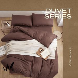 Bedcover Duvet Sprei Set Katun Polos Bed 160 cm - Queen Size - by Marvelo