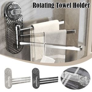 JURHOMIE Wall-mounted Rotating Towel Holder 180° Rotation Suction Cup Cloth Rack Durable Multi-rod Storage Rack Household