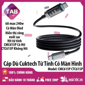 Cáp Dù Cuktech Hít Từ Tính C To C 6A 240w Hỗ Trợ Mi Turbro Có Màn Hình CMC615P CTC615P - Bảo Hành 18 Tháng
