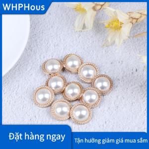 WHPHous 10pcs ngọc trai Kim Loại Shank nút cho may scrapbooking DIY Craft trang trí