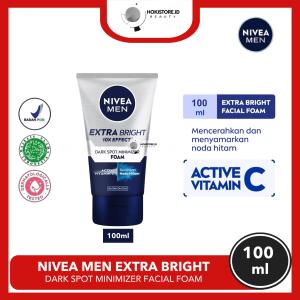 NIVEA MEN Extra Bright Dark Spot Minimizer Facial Foam 50ML/100ML - Mencerahkan menyamarkan noda hitam