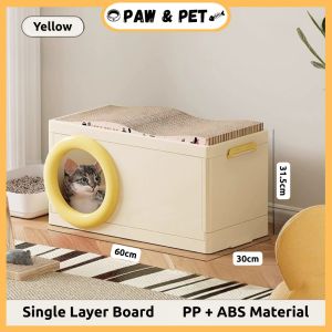3 in 1 Cat Scratcher House Pet Storage Box Large Capacity Storage Cat Scratcher Board Cat Nest