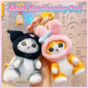 Kawaii Shark Cat Plush Keychain Sanrio Kuromi My Melody Anime Backpack Charm Cute Couples Gift