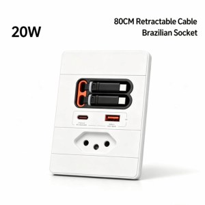 HDTRJ Sạc nhanh qua cổng USB 20W. Bảng điều khiển ổ cắm Brazil loại 118 Nhiều lỗ Với cáp có thể thu gọn. Ổ cắm sạc nhanh USB Ổ cắm tiêu chuẩn Brazil Loại C Bảng điều khiển ổ cắm Trang chủ
