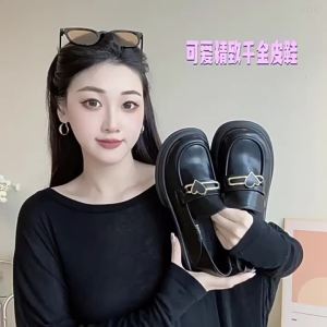 G7 Womens Retro Thick-Soled Loafers 2025 New Style Height-Increasing Versatile British Style Soft Leather Shoes for Petite Women 7/7
