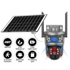 Solar Powered 4G CCTV Camera Outdoor Wireless 360° Panoramic View Human Detection Color Night Vision & Two-Way Audio