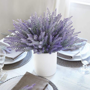 Artificial Flower Simulation Lavender Flocked Wheat Spike Bouquet Desktop Decorative Flowers Outdoor/Indoor Decor
