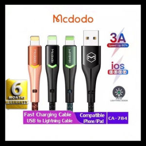 100% Original MCDODO CA-784 1.2M Charging Cable With Switching LED Light Fast Charger Compatible for i Phone/IP/Iphon Series