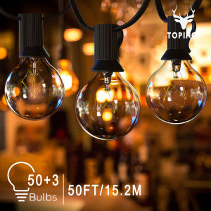 TOPINCN Solar G40 Outdoor Waterproof Lights LED Fairy String Light  Patio Garland Lamp For Party Wedding