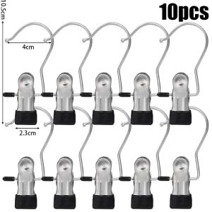 30/50pcs Stainless Steel Laundry Hanging Hooks Clips / Portable Closet Clothes Storage Pegs with Hook / Heavy Duty Travel Drying Clothes Pins