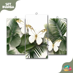 TENNESY Hiasan Dinding Aesthetic 1 Set Bunga Tropical Butterfly Leaves Flowers Wall Decor Rumah