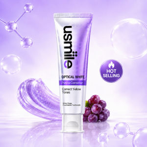 【New Launch!】usmile Optical White Toothpaste (Minty Grape 100g/pc) - Dual Color-Correction | Teeth Whitening | 3D Color-Correcting | Restore Natural Enamel Brilliance | HALAL