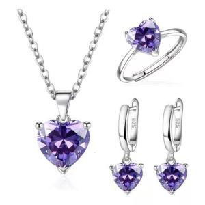 Minimalist Heart Cubic Zirconia Set Necklace Earrings Ring Versatile Matching Options for Parties Gatherings