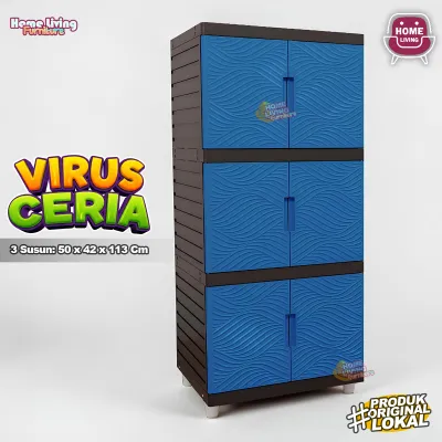KINGDOM VIRUS LEMARI PAKAIAN PLASTIK VIRUS KINGDOM LEMARI MINIMALIS TEMPAT PENYIMPANAN PAKAIAN SERBAGUNA - CREAM