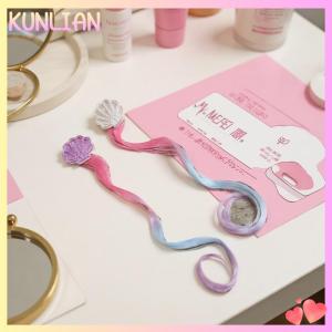 [KUNLIAN] Girls Mermaid Wigs Hairpins Ponytail Kids Rainbow Shell Hair Clip Hair Extension Colorful Wig Twist Braider Hair Accessories