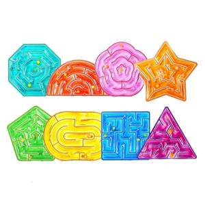 Pack Of 8 Kids Sensory Squeeze Toy Geometric Maze Bead Squeezable Stress Reliever For Toddler Fine Motor Skill Training