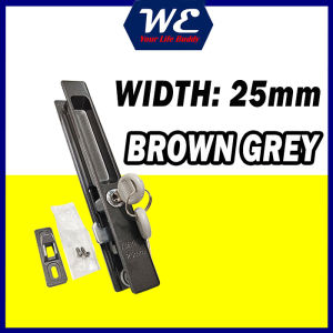 AMRITE A6 25mm/32mm ALUMINIUM SLIDING GLASS DOOR LOCK WITH KEYS (SILVER / BROWN GREY)