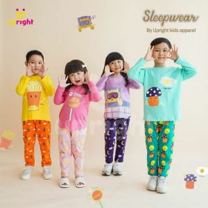 SETELAN PANJANG UPRIGHT PAJAMAS ANAK CEWEK COWOK 2-10TH BAHAN COTTON COMBED 24S BAJU TIDUR LUCU DZ-110
