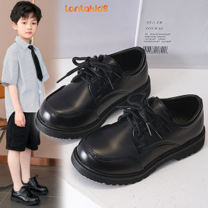 lontakids Kids Baby Boys Formal Black Leather Shoes Velcro Closure Soft Soled Comfort Casual School Uniform Shoes Toddler Little Kids