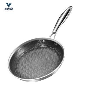 304 Stainless Steel Frying Pan With Handle Household Cookware Non-Coated Universal Steak Cooking Pot for Omelette Pancake Steak [Vodool Center]