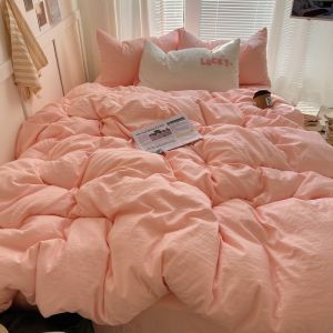 Melard Washed Cotton Bedding Set Non-Cotton Pure Cotton Duvet Cover Student Dormitory Bed Single Bedding Three-Piece Set LZD
