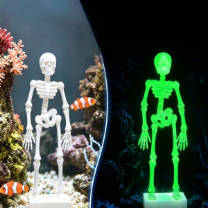 CHICKETTI Realistic Dancing Skeleton Aquarium Bubbler with Pipe Suction Cup 3D Printed Fish Tank Dance Skull Bubbler Creative Movable Wiggle Halloween Skeleton Tank Ornament Fish Landscaping
