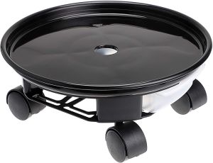 NEXCAM Heavy Duty PP Resin Round Type Moveable Plant Pot Stand Caddy with Drainage Tray and 4 castor wheel