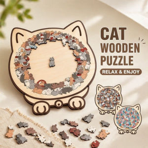 Cat Wooden Puzzle Jigsaw Morandi Cute Animal Relaxing Home Decor Gift Kids Adults Toy